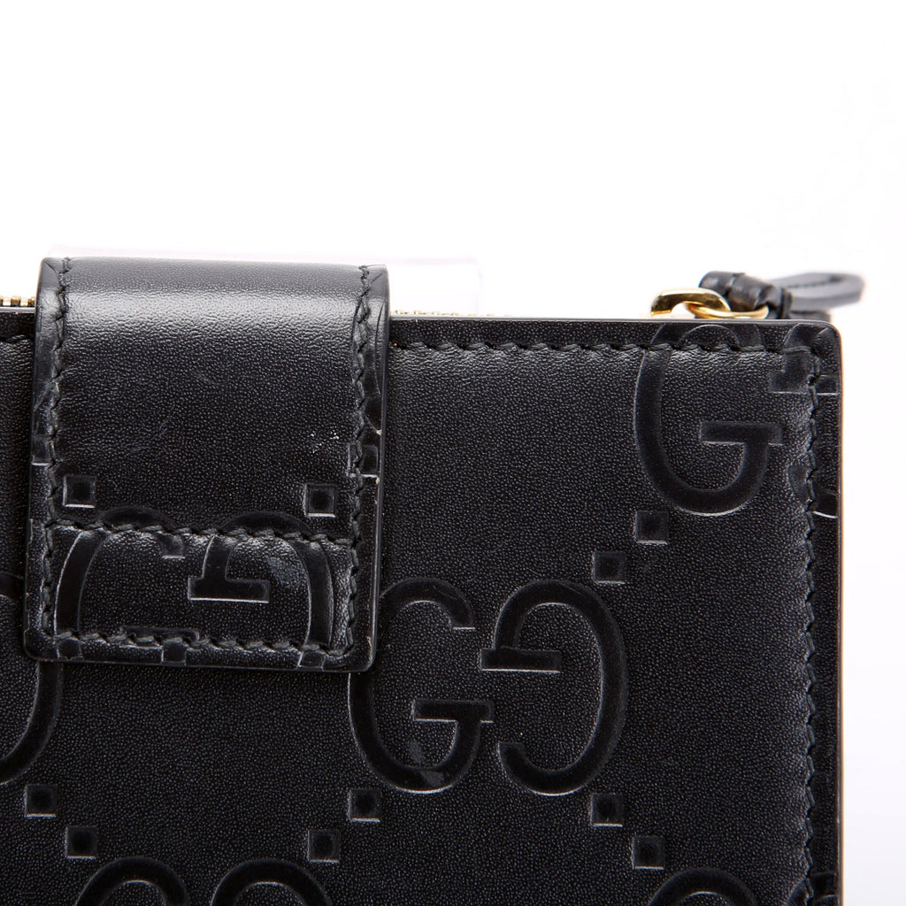 Gucci 790131 Jumbo GG Leather Medium Bifold Wallet Black