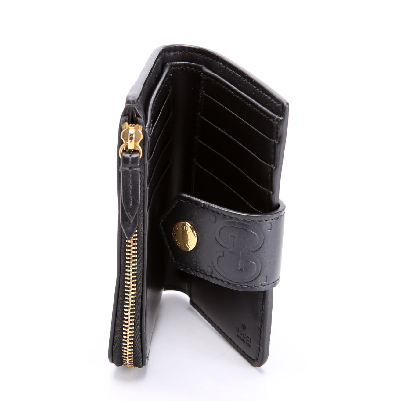 Gucci 790131 Jumbo GG Leather Medium Bifold Wallet Black