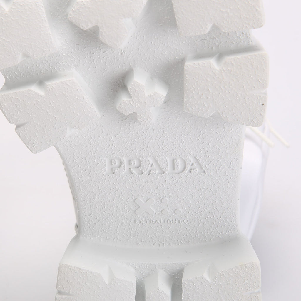 Prada Monolith Leather/Re-Nylon Boots With Pouch Size 39 White