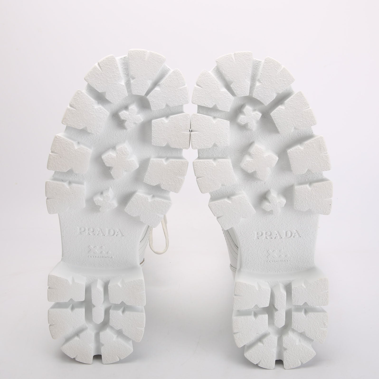 Prada Monolith Leather/Re-Nylon Boots With Pouch Size 39 White