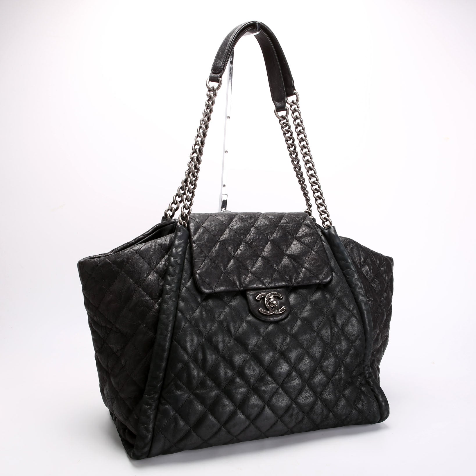 Studded CC Quilted Calfskin Flap Tote 19M