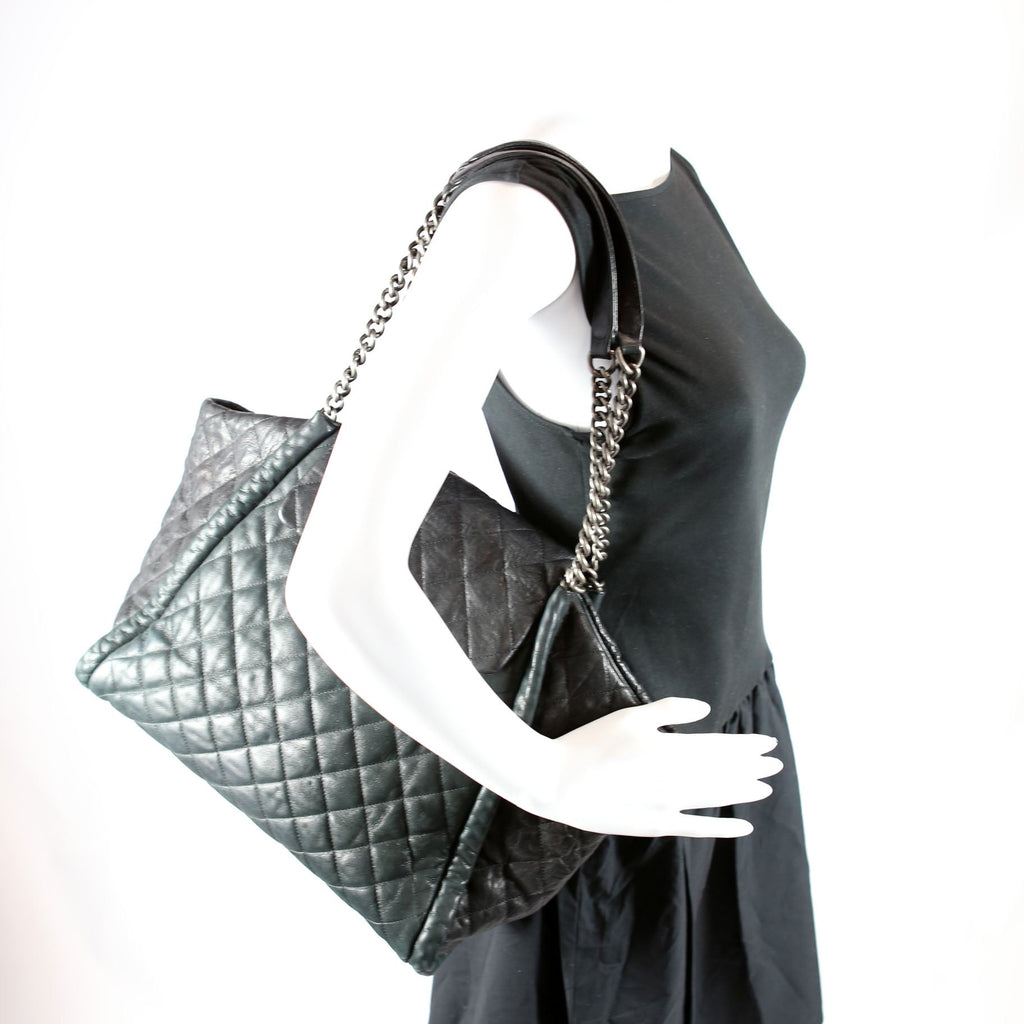 Studded CC Quilted Calfskin Flap Tote 19M