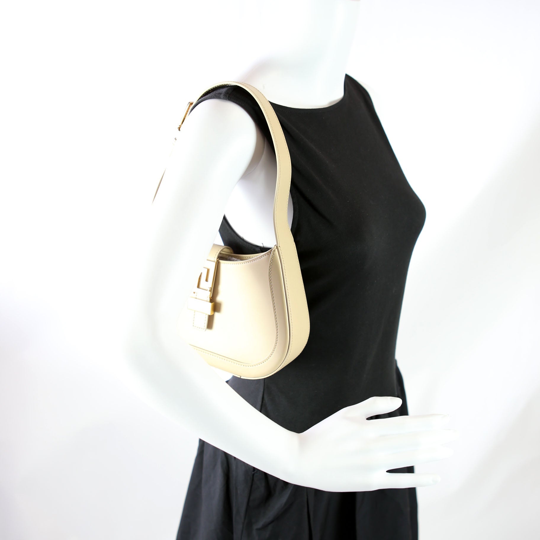 Greca Goddess Small Hobo Beige/Gold
