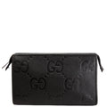 739490 Jumbo GG Leather Zip Pouch Black