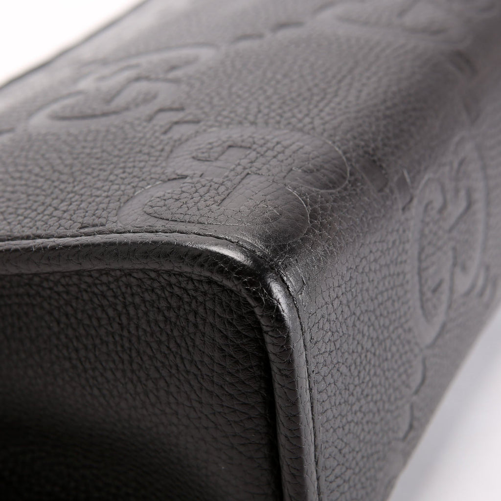 739490 Jumbo GG Leather Zip Pouch Black