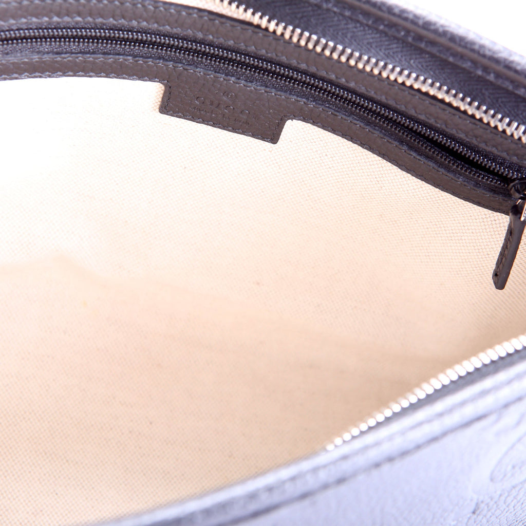 739490 Jumbo GG Leather Zip Pouch Black