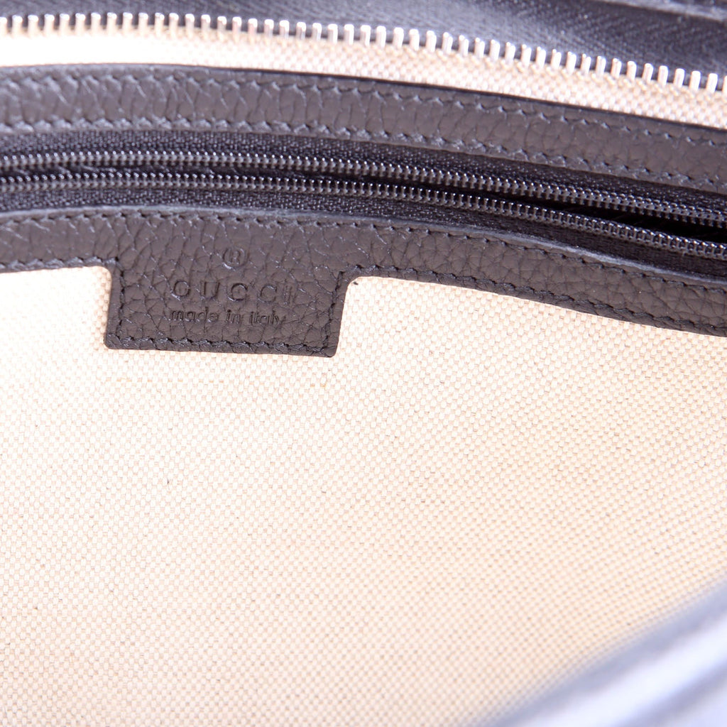 739490 Jumbo GG Leather Zip Pouch Black