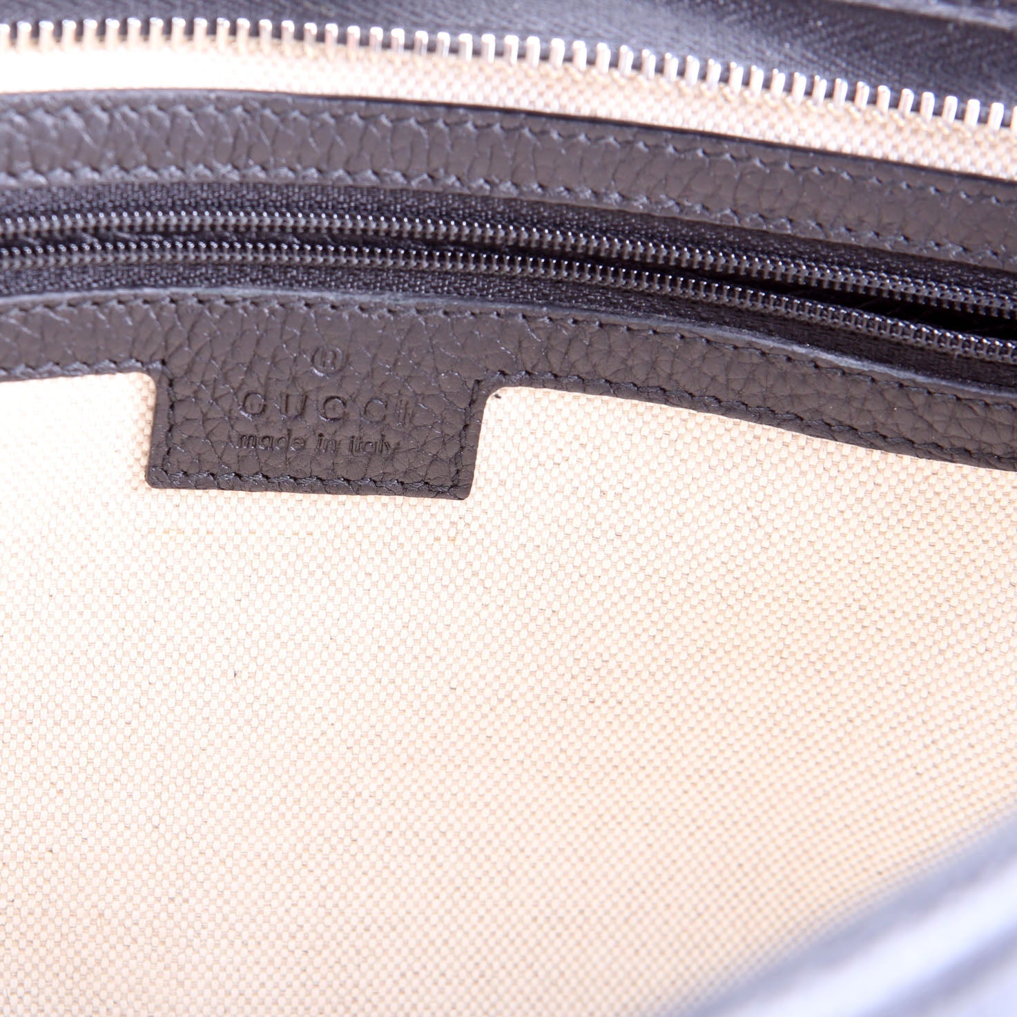 739490 Jumbo GG Leather Zip Pouch Black