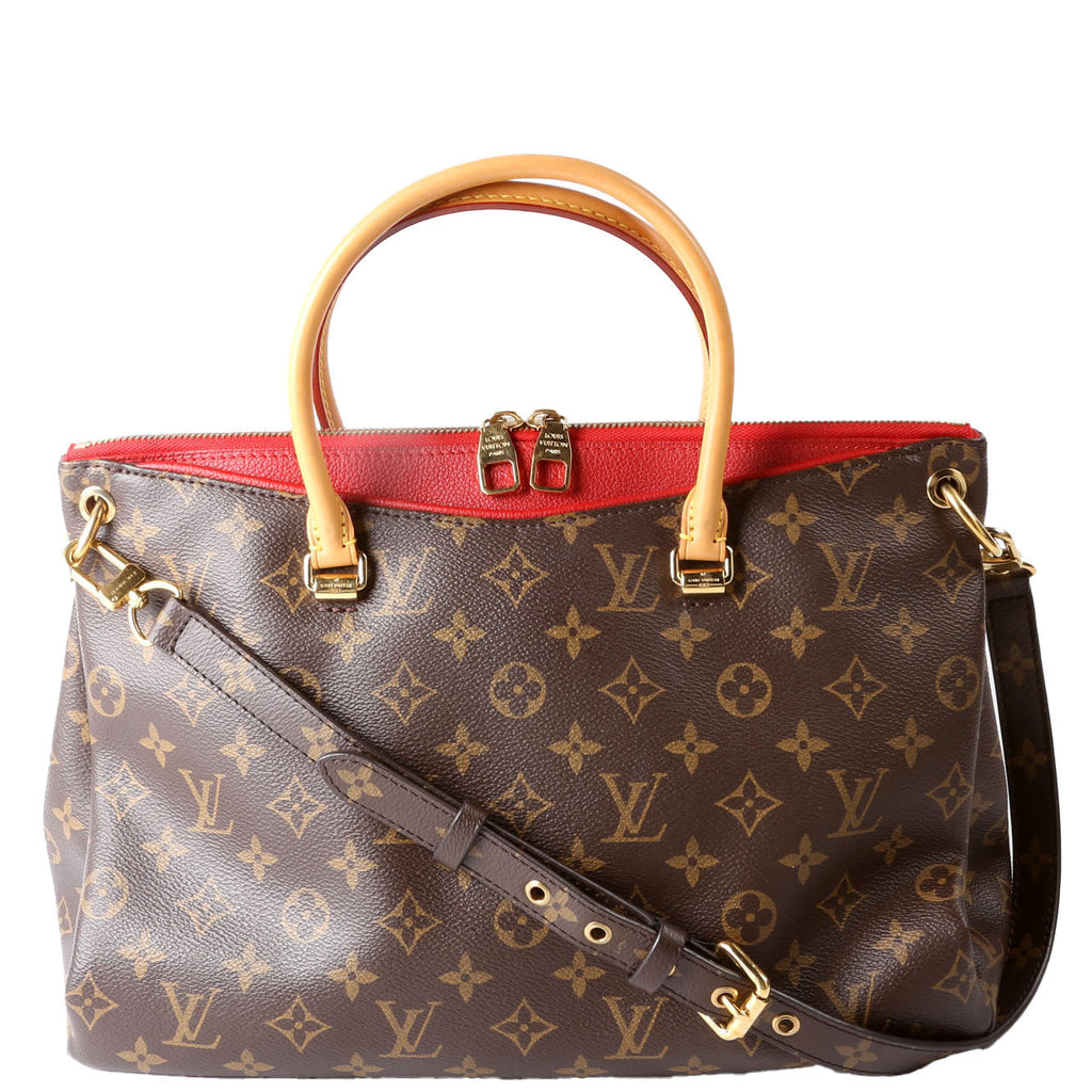 Pallas Tote Monogram Leather Side Red