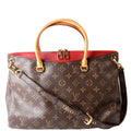 Pallas Tote Monogram Leather Side Red