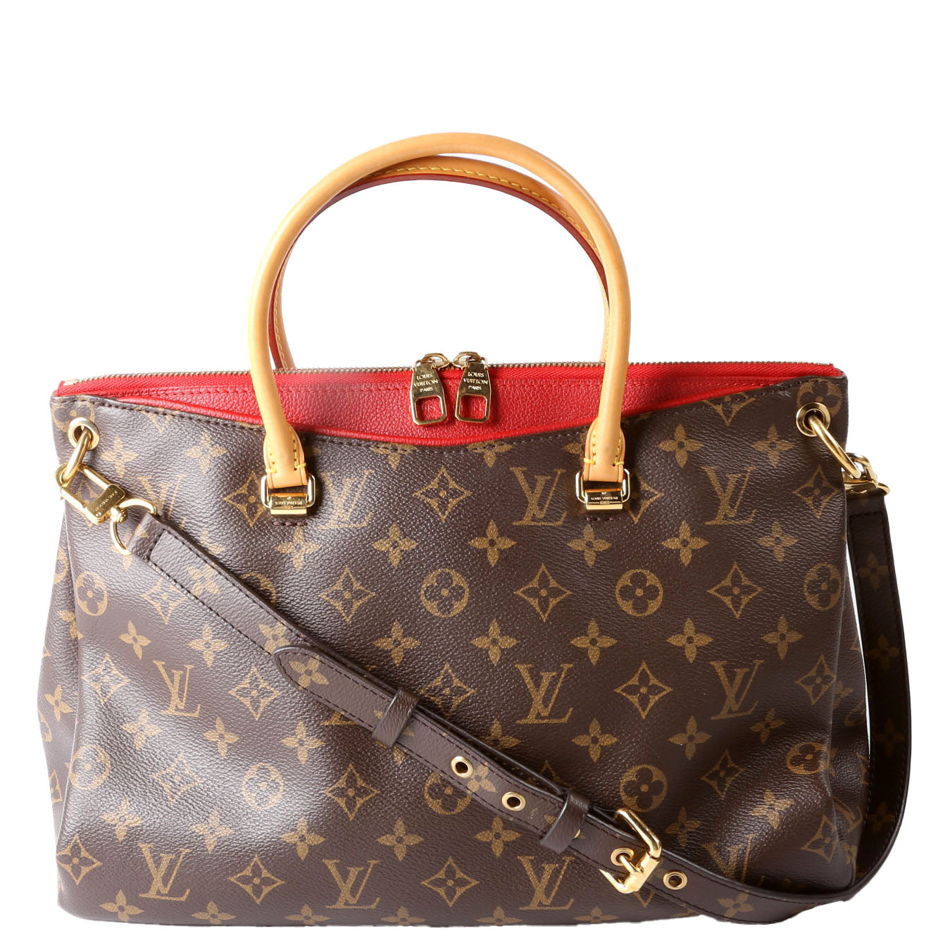 Pallas Tote Monogram Leather Side Red