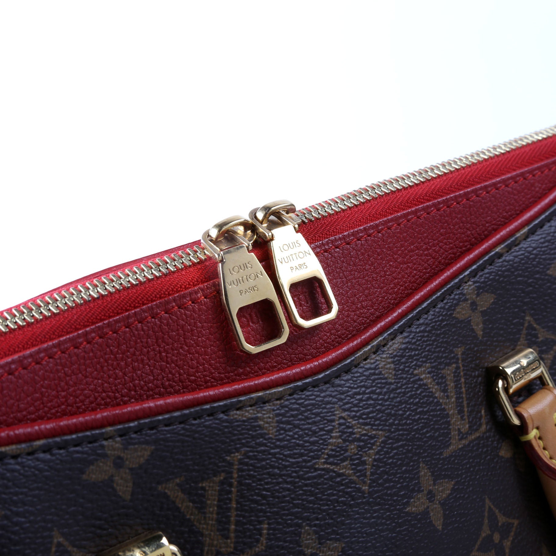 Pallas Tote Monogram Leather Side Red