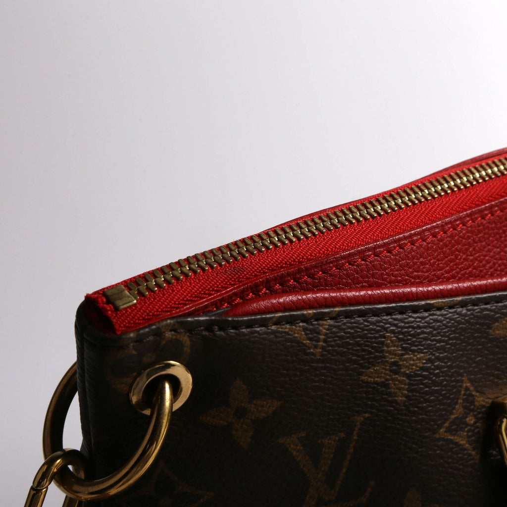 Pallas Tote Monogram Leather Side Red