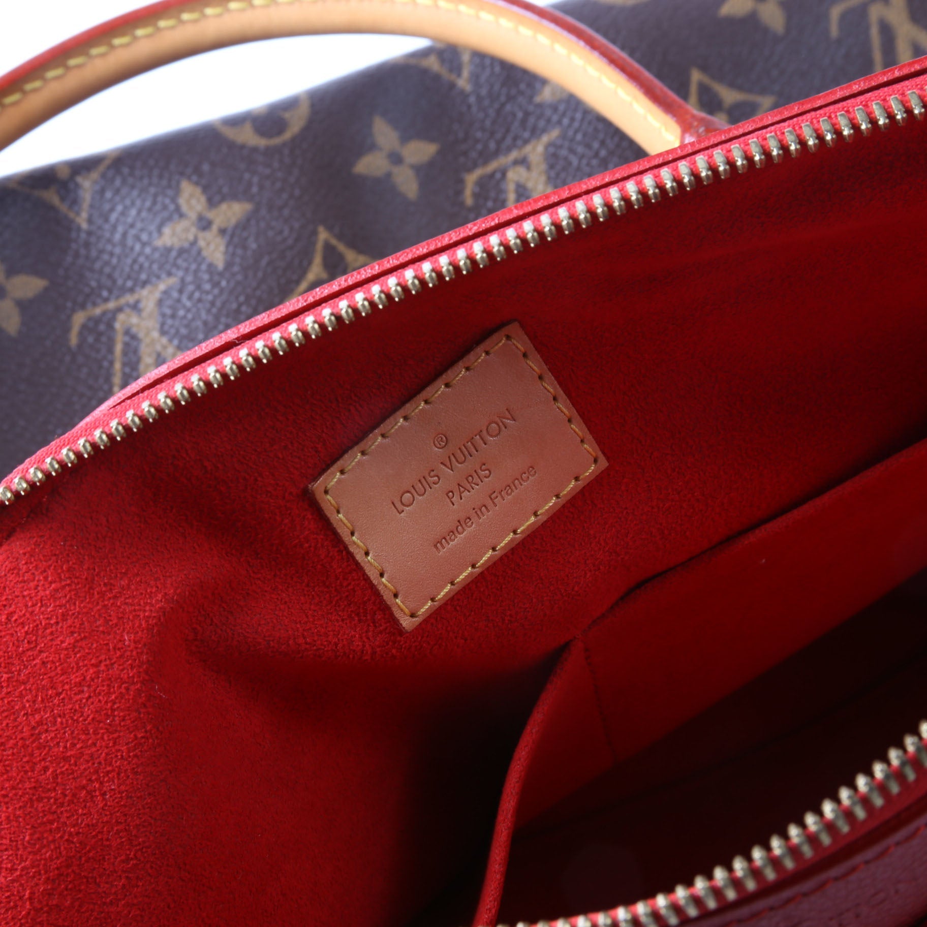 Pallas Tote Monogram Leather Side Red