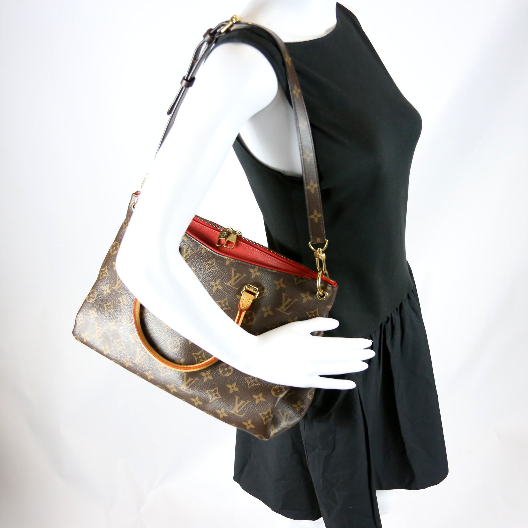 Pallas Tote Monogram Leather Side Red
