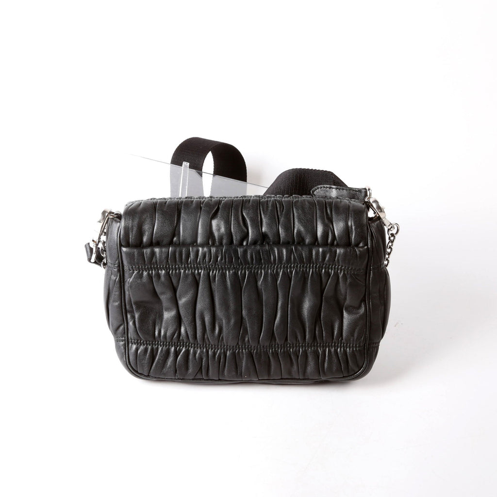 Prada 1BD289 Pattina Gaufre Nappa Shoulder Black