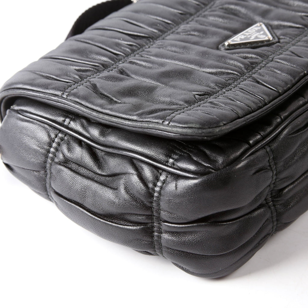 Prada 1BD289 Pattina Gaufre Nappa Shoulder Black