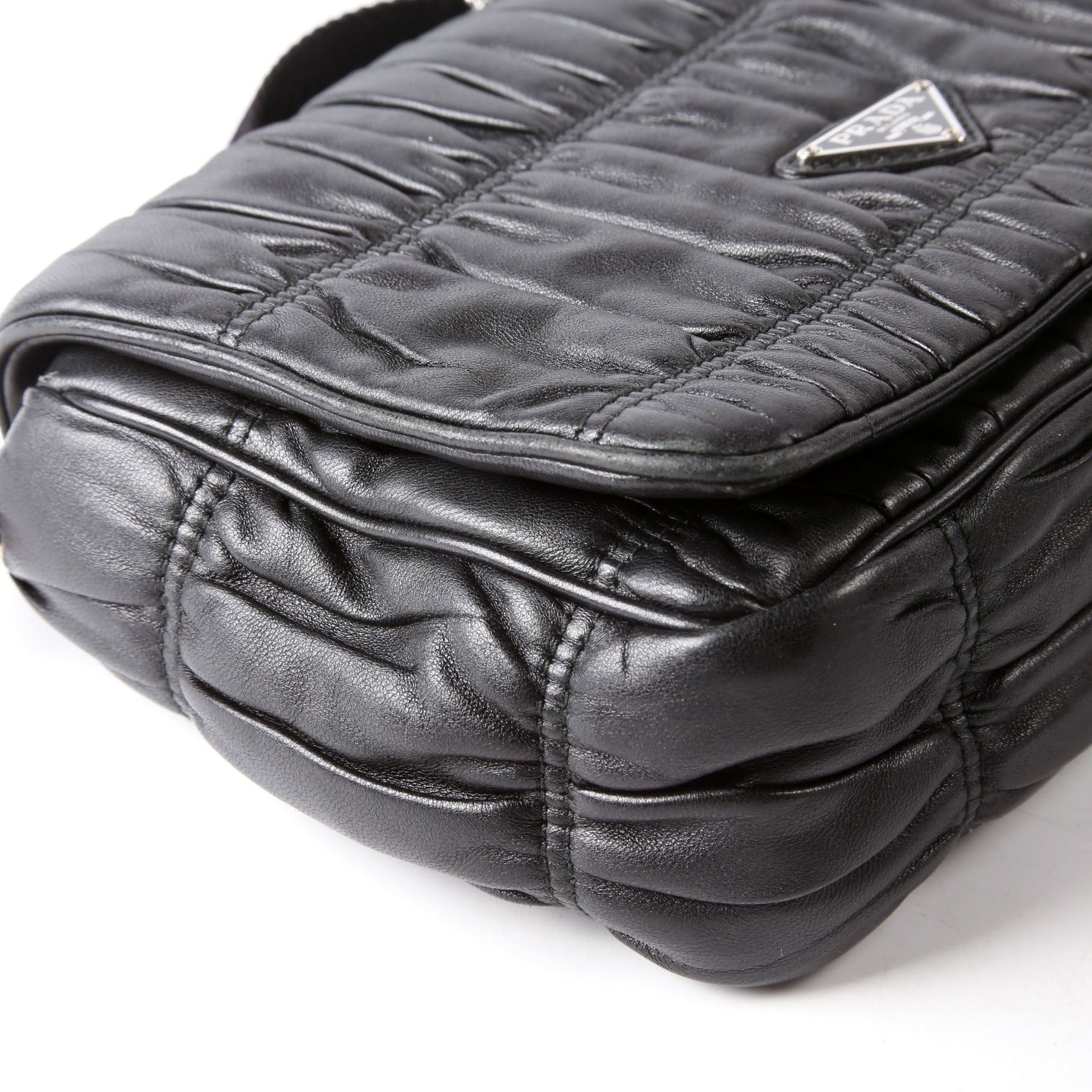 Prada 1BD289 Pattina Gaufre Nappa Shoulder Black