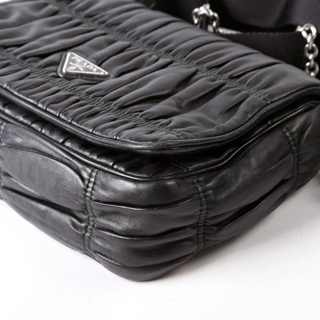 Prada 1BD289 Pattina Gaufre Nappa Shoulder Black