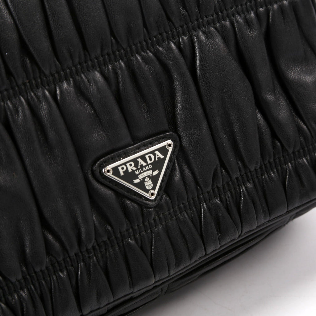 Prada 1BD289 Pattina Gaufre Nappa Shoulder Black