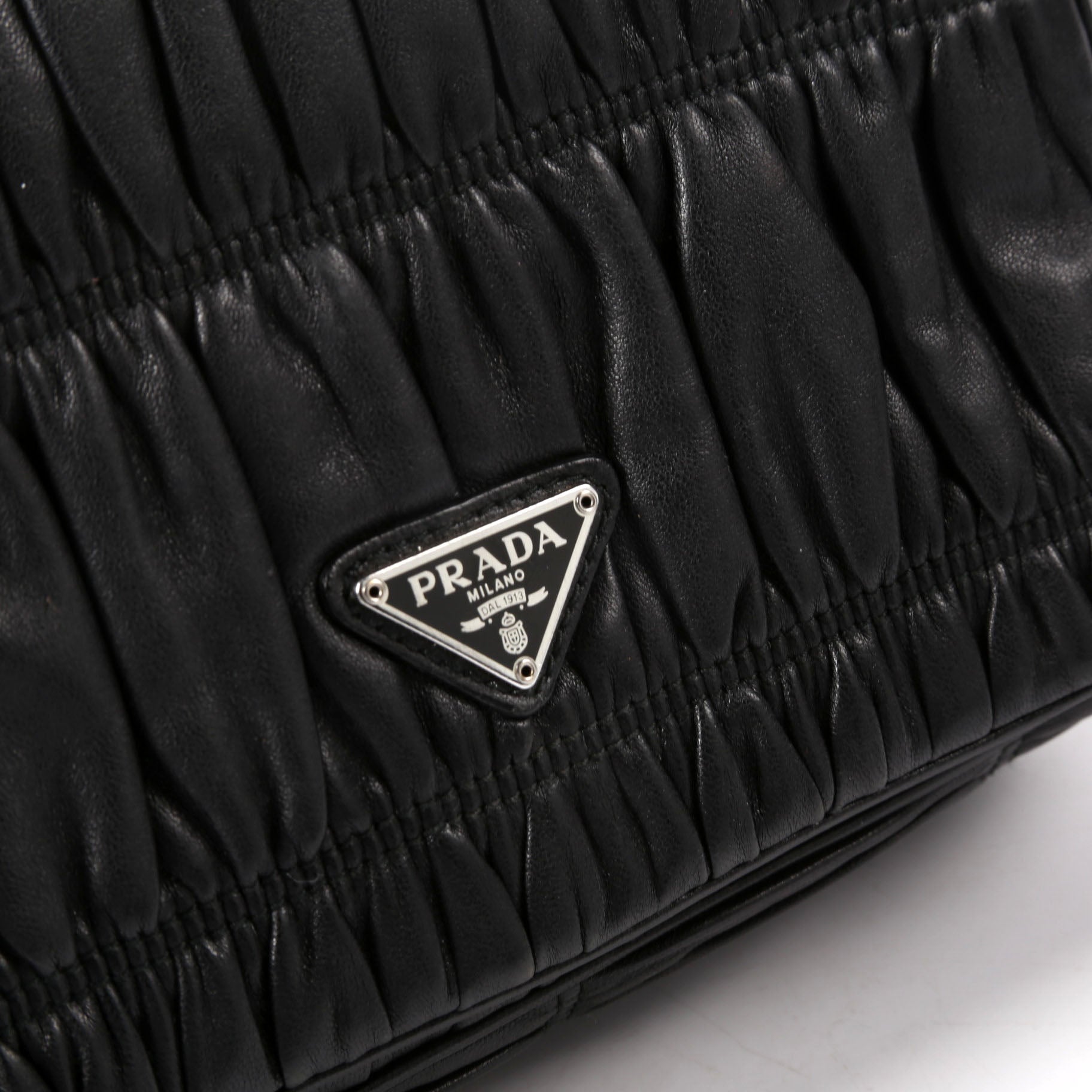 Prada 1BD289 Pattina Gaufre Nappa Shoulder Black