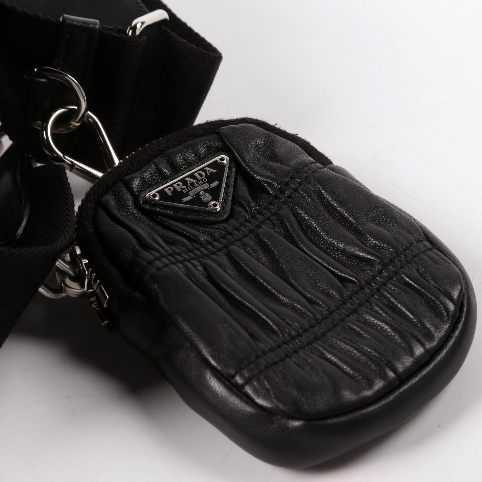 Prada 1BD289 Pattina Gaufre Nappa Shoulder Black
