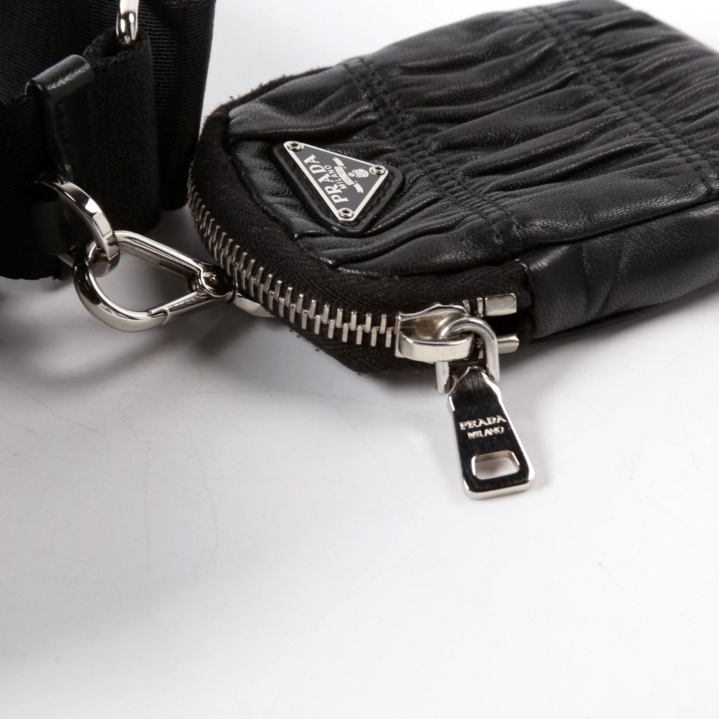Prada 1BD289 Pattina Gaufre Nappa Shoulder Black