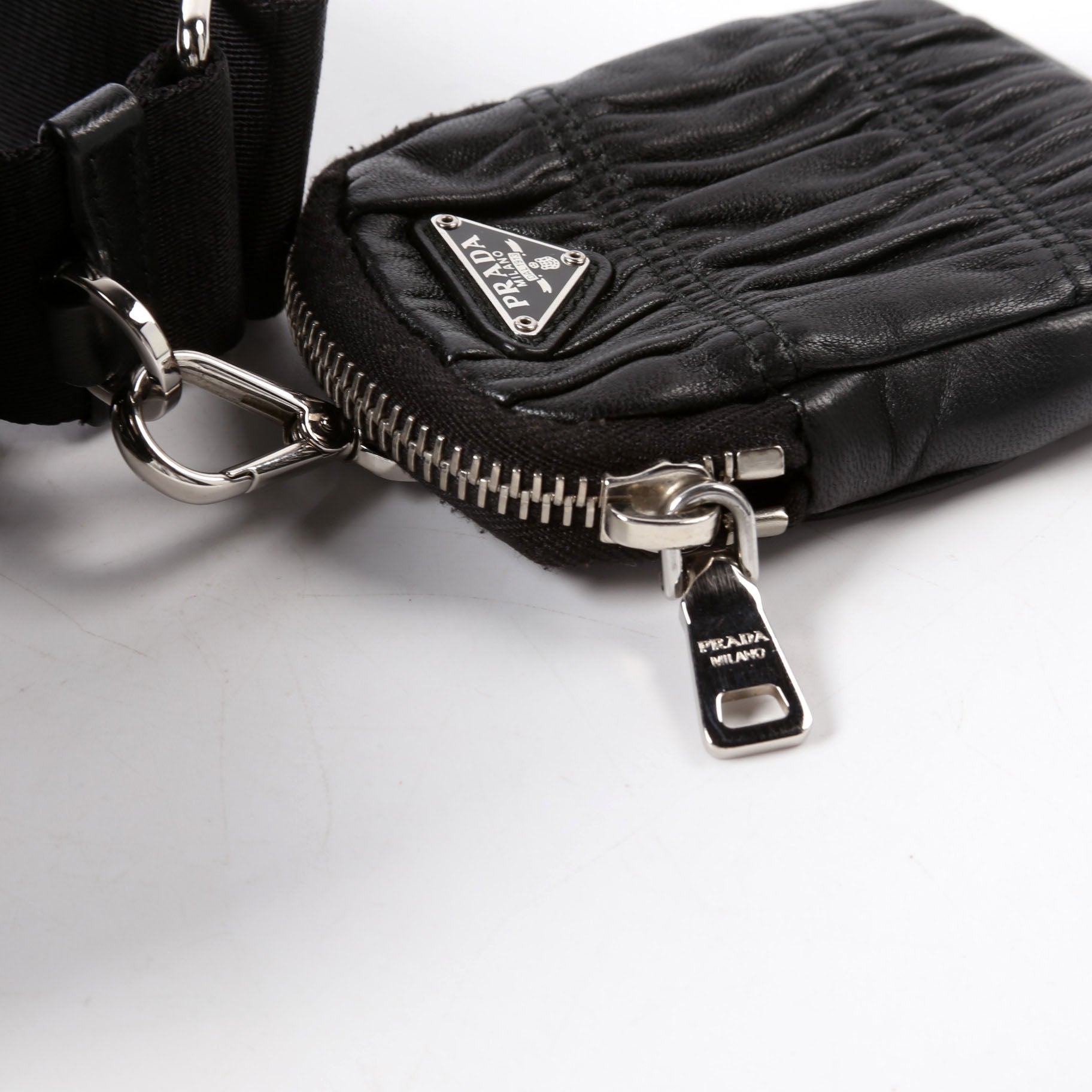 Prada 1BD289 Pattina Gaufre Nappa Shoulder Black