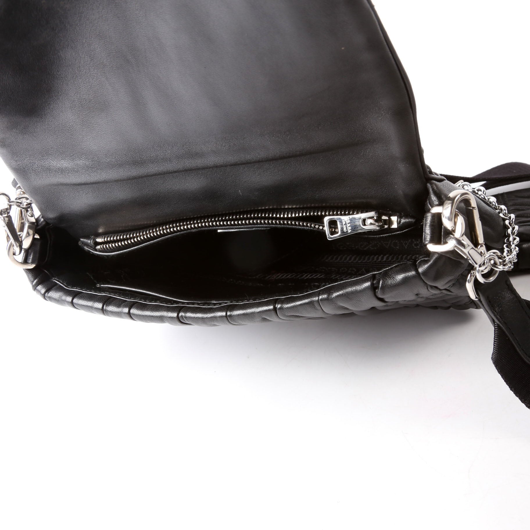 Prada 1BD289 Pattina Gaufre Nappa Shoulder Black