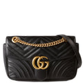 Gucci 443497 Marmont Leather Shoulder Small Flap Black
