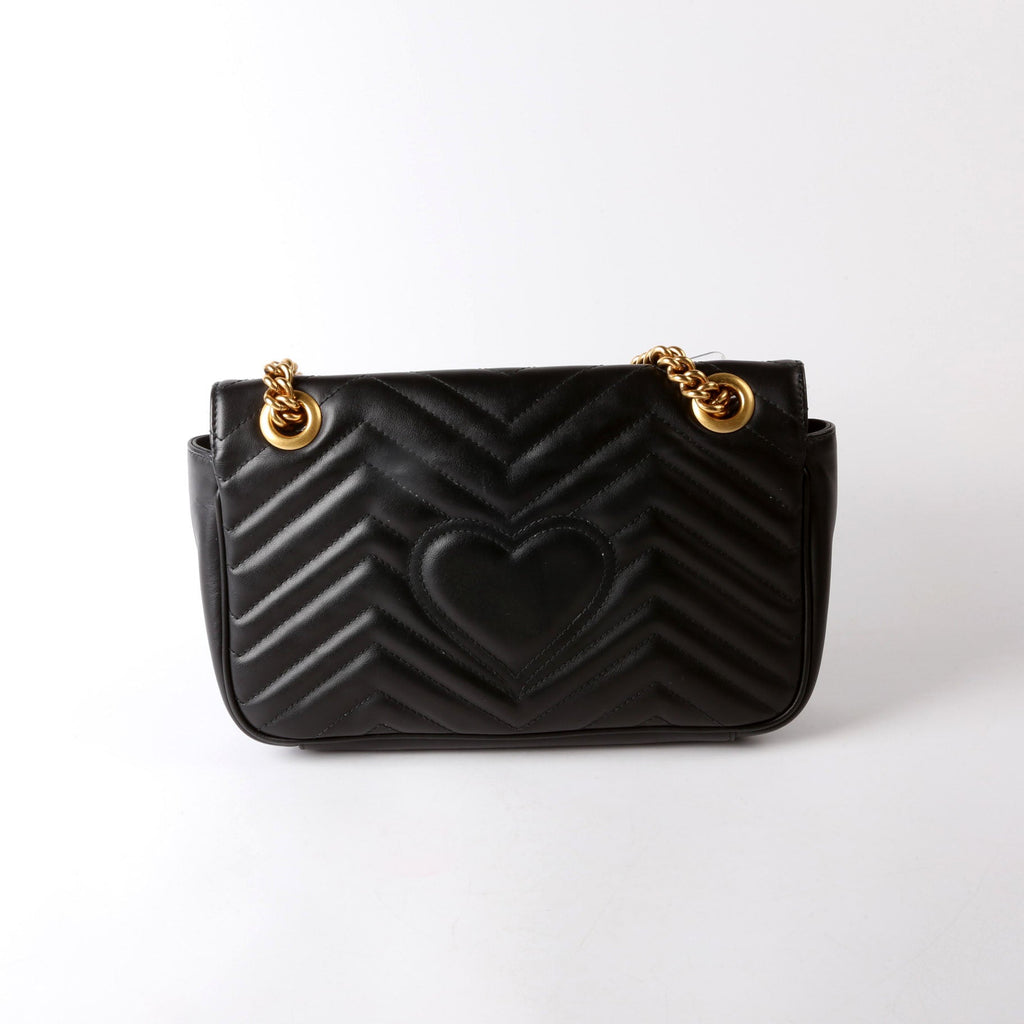 Gucci 443497 Marmont Leather Shoulder Small Flap Black
