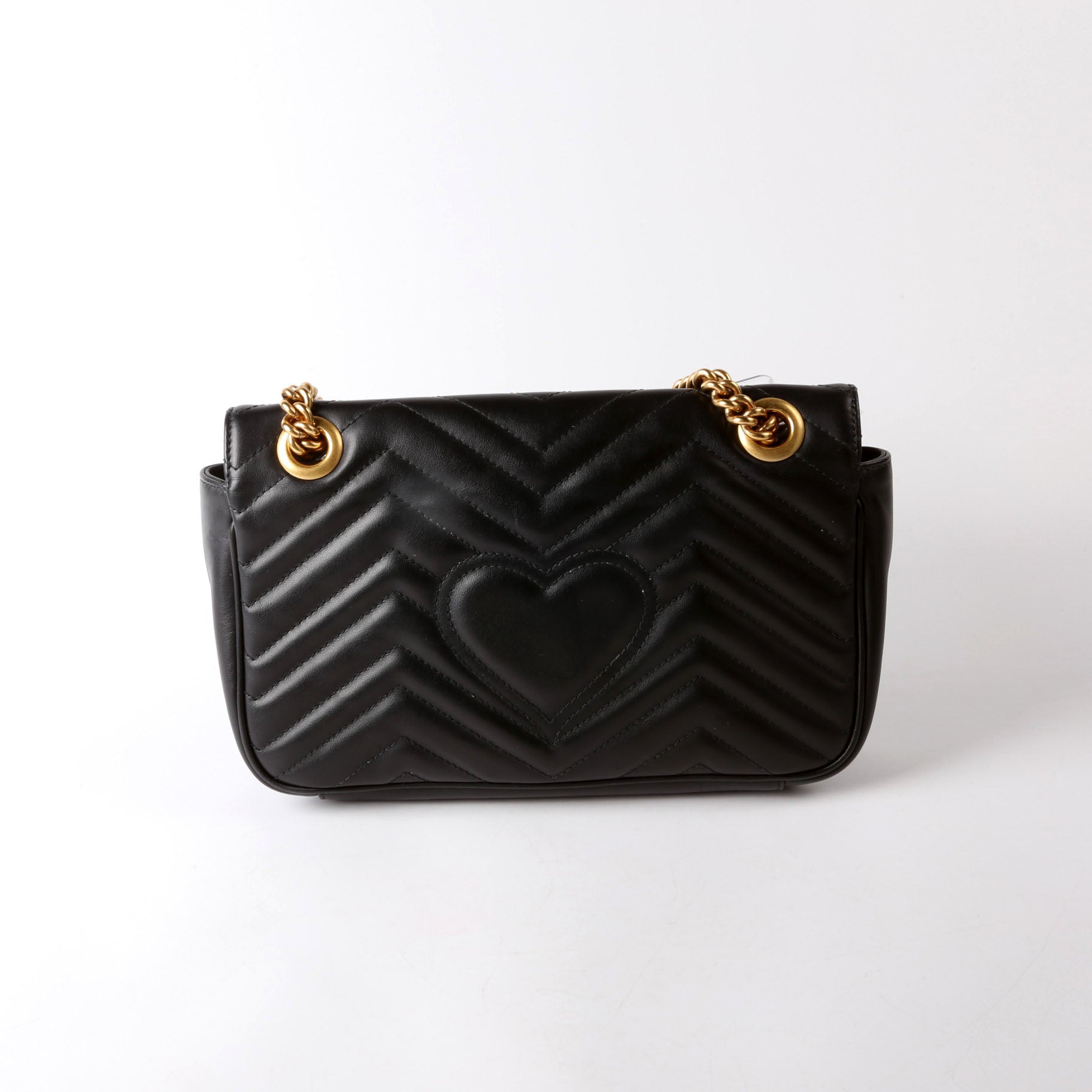 Gucci 443497 Marmont Leather Shoulder Small Flap Black