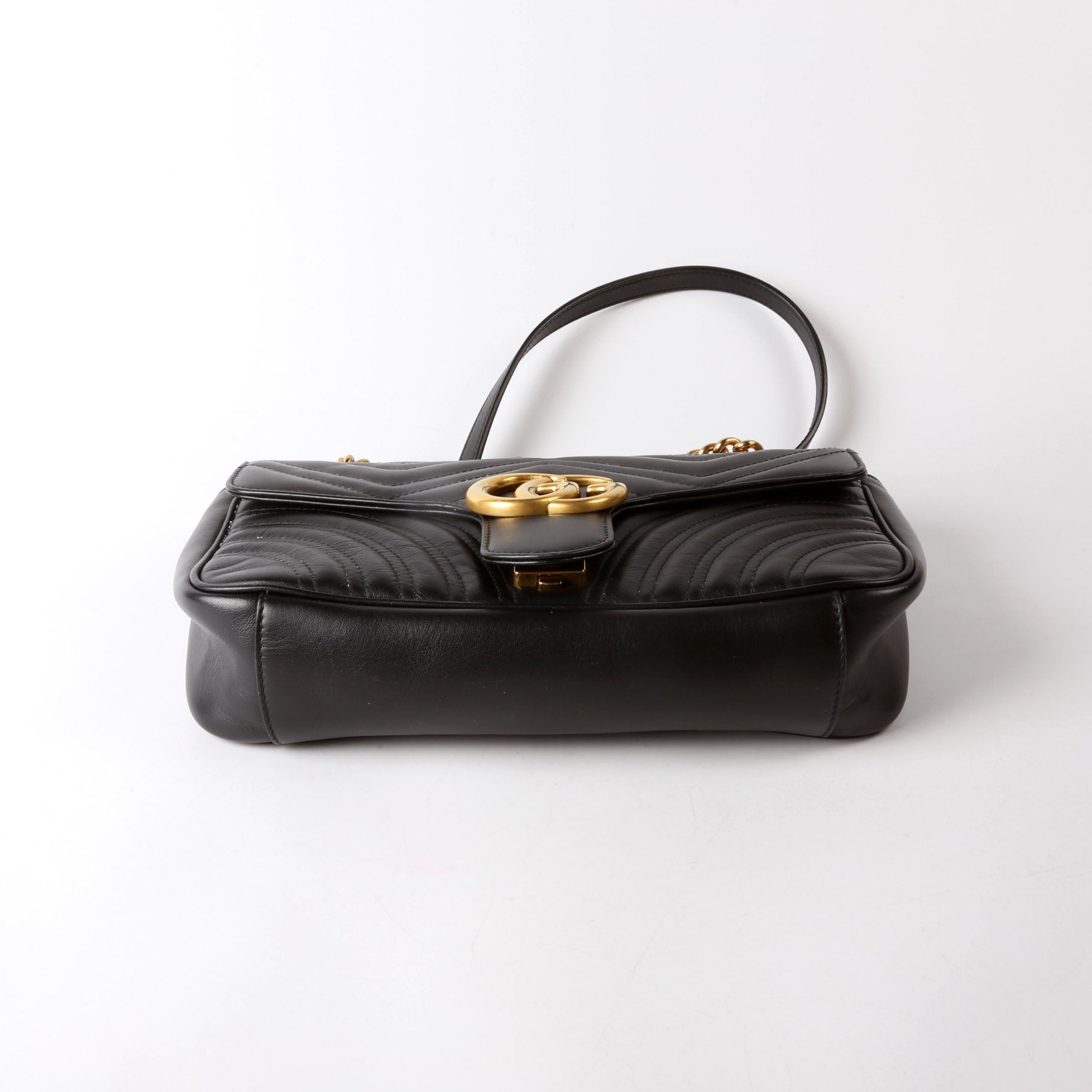 Gucci 443497 Marmont Leather Shoulder Small Flap Black