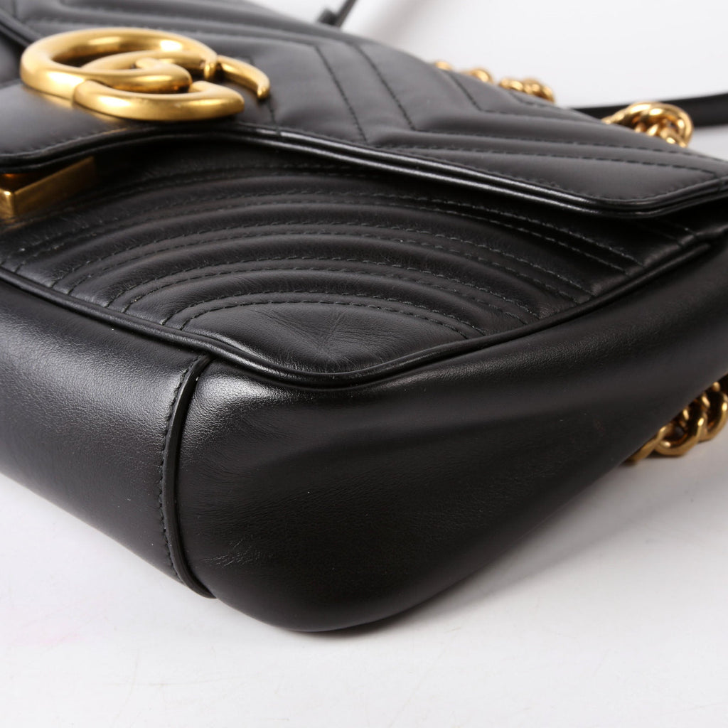 Gucci 443497 Marmont Leather Shoulder Small Flap Black