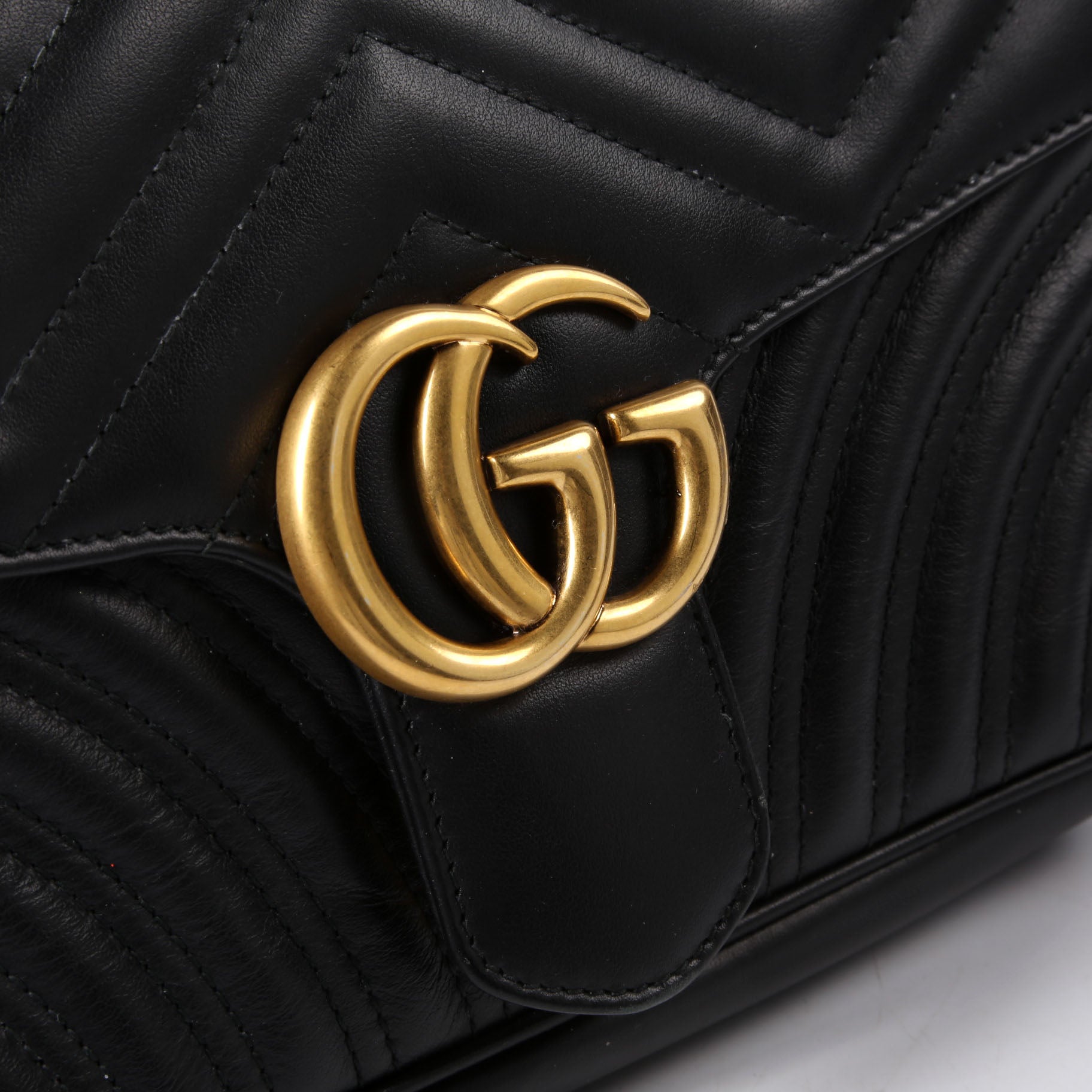 Gucci 443497 Marmont Leather Shoulder Small Flap Black