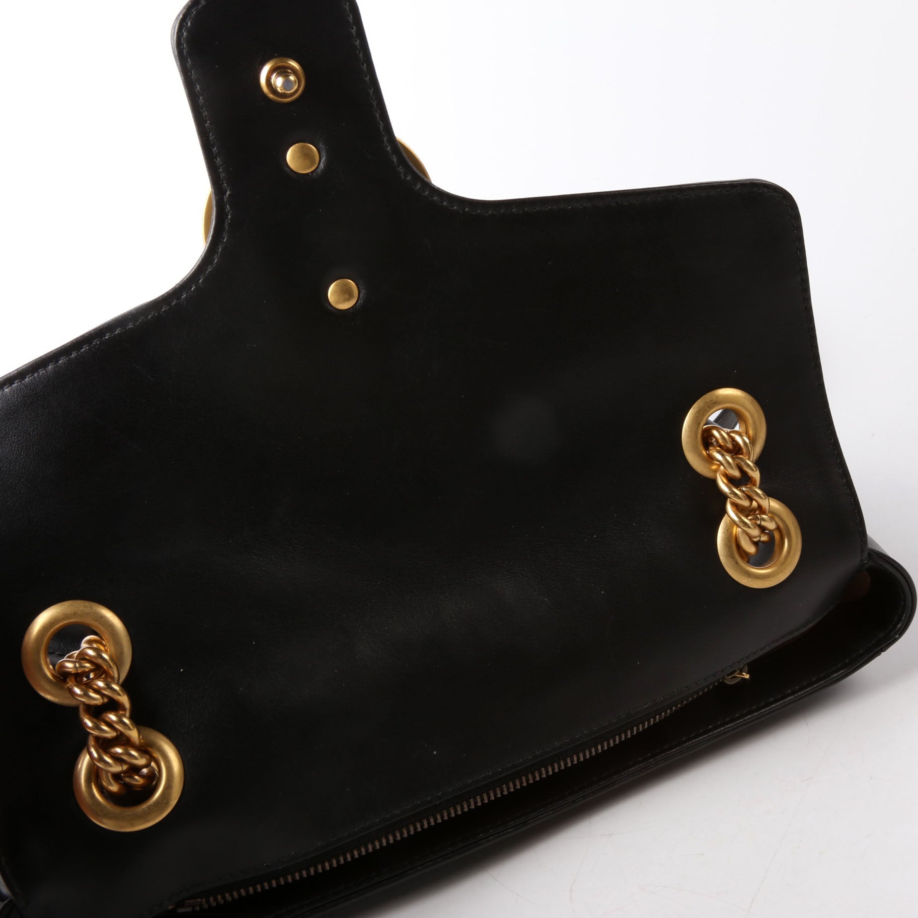 Gucci 443497 Marmont Leather Shoulder Small Flap Black