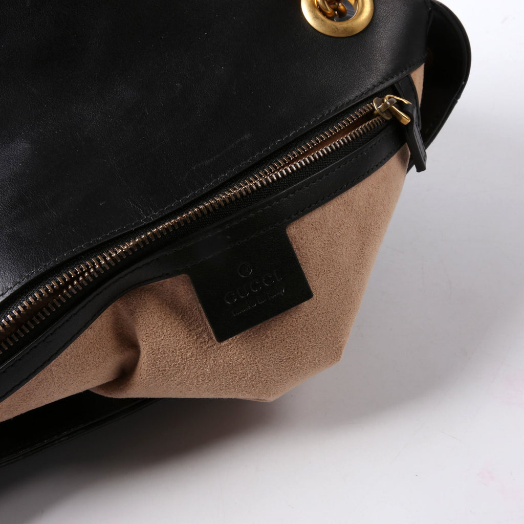 Gucci 443497 Marmont Leather Shoulder Small Flap Black