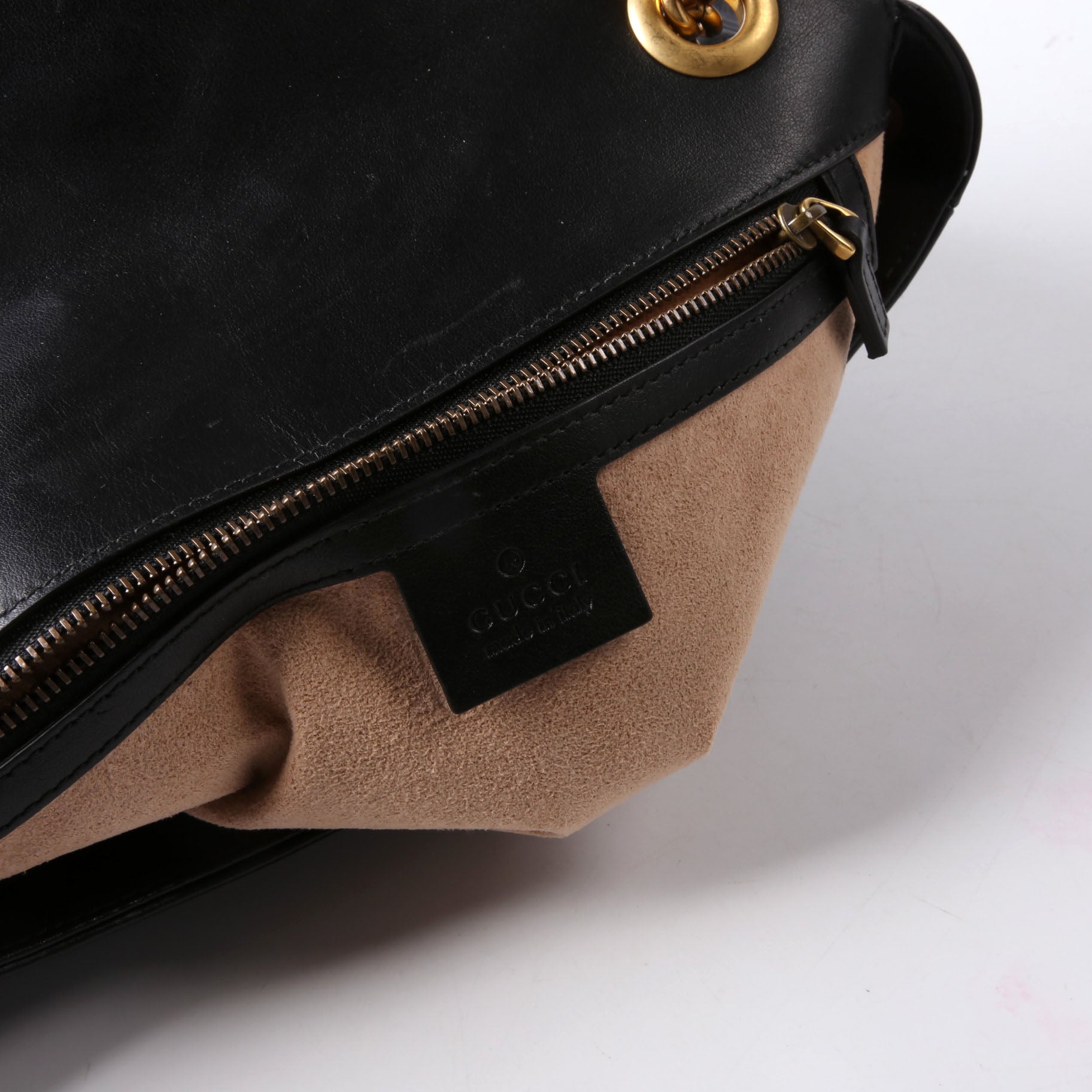 Gucci 443497 Marmont Leather Shoulder Small Flap Black
