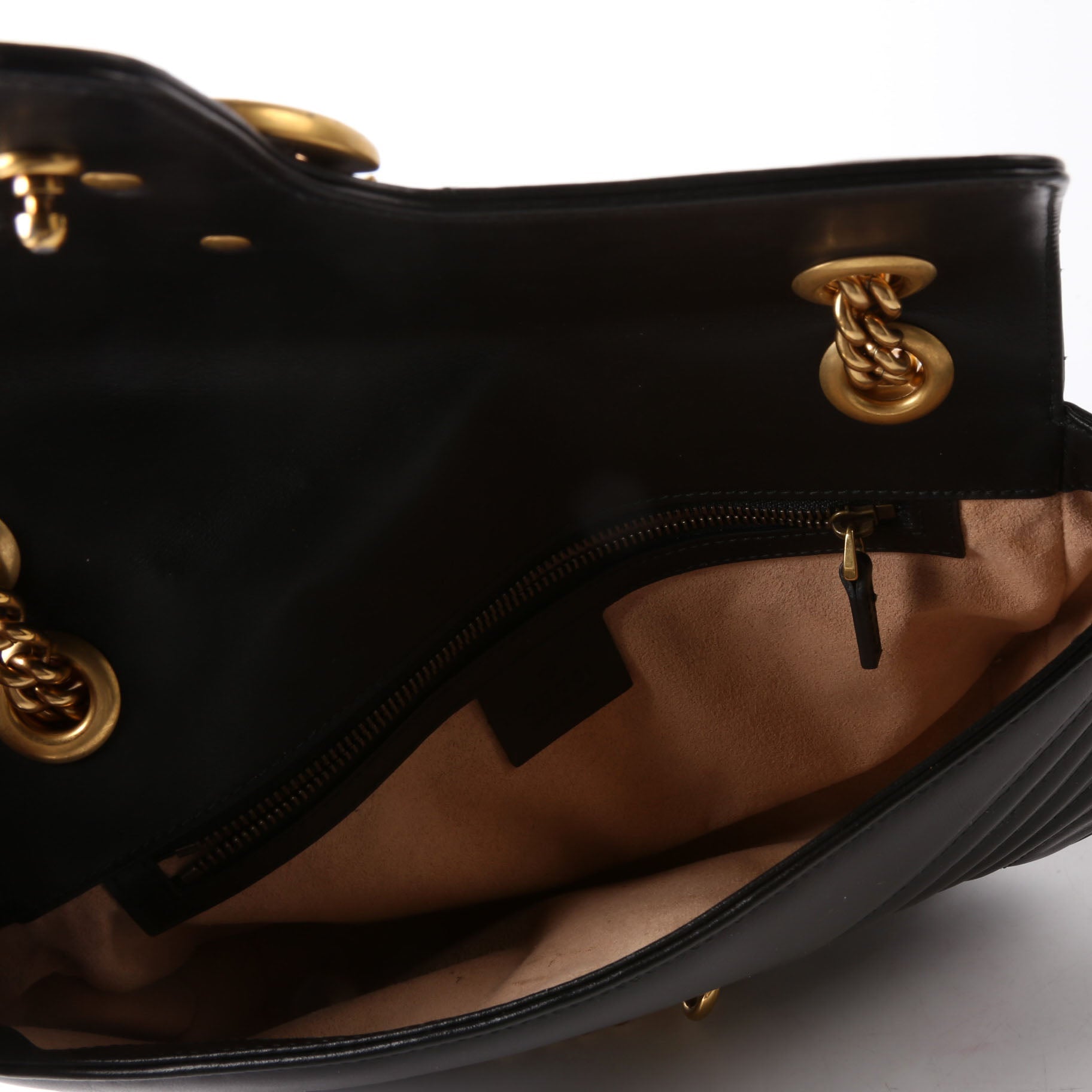 Gucci 443497 Marmont Leather Shoulder Small Flap Black
