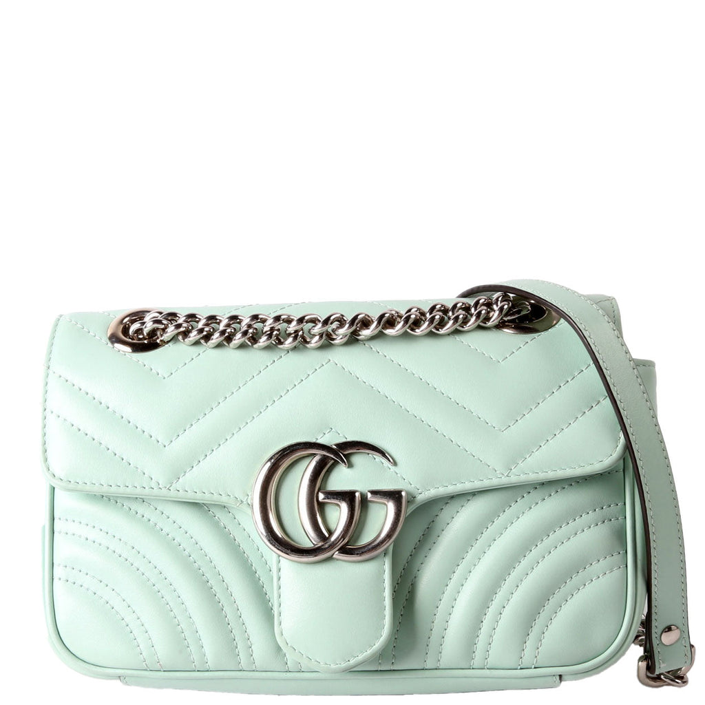 Gucci 446744 Marmont Leather Shoulder Mini Flap Mint