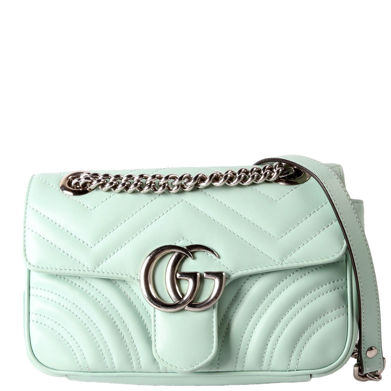 Gucci 446744 Marmont Leather Shoulder Mini Flap Mint
