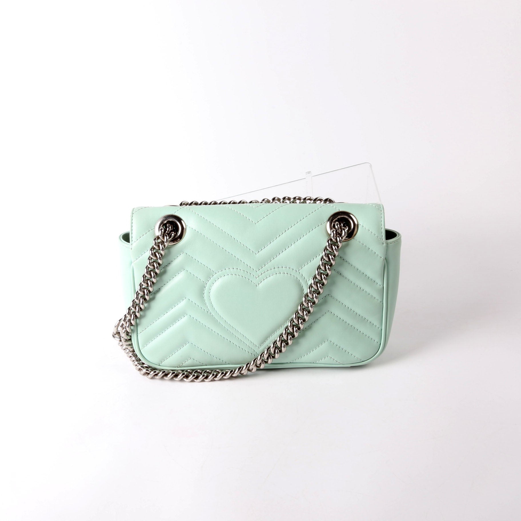 Gucci 446744 Marmont Leather Shoulder Mini Flap Mint
