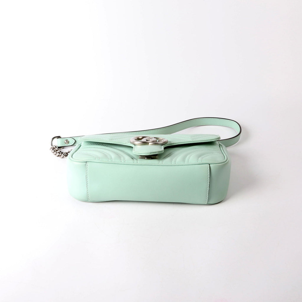 Gucci 446744 Marmont Leather Shoulder Mini Flap Mint