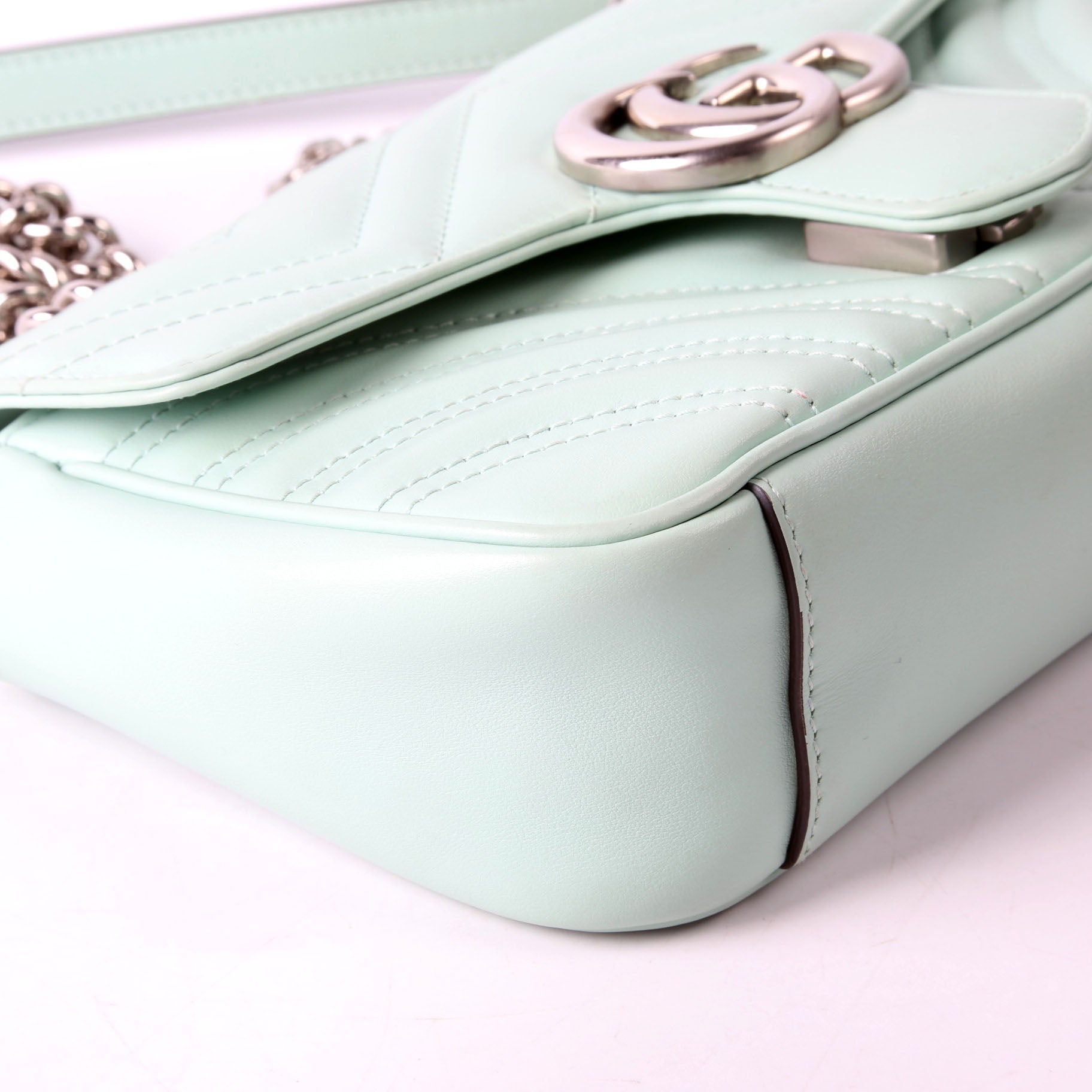 Gucci 446744 Marmont Leather Shoulder Mini Flap Mint