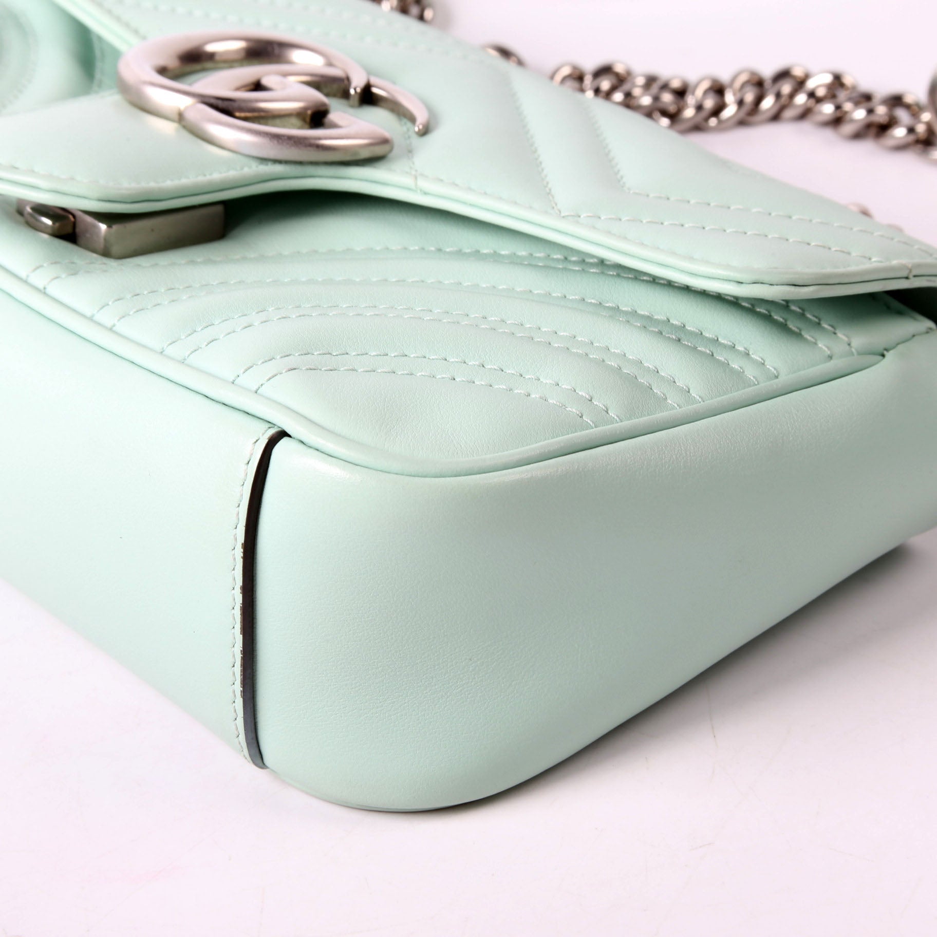 Gucci 446744 Marmont Leather Shoulder Mini Flap Mint