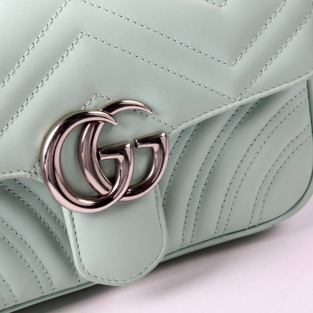 Gucci 446744 Marmont Leather Shoulder Mini Flap Mint