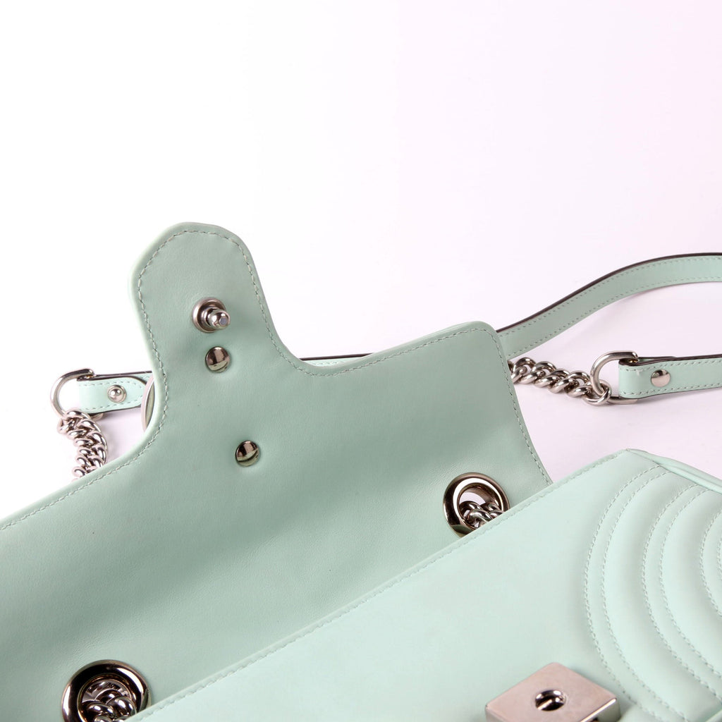 Gucci 446744 Marmont Leather Shoulder Mini Flap Mint