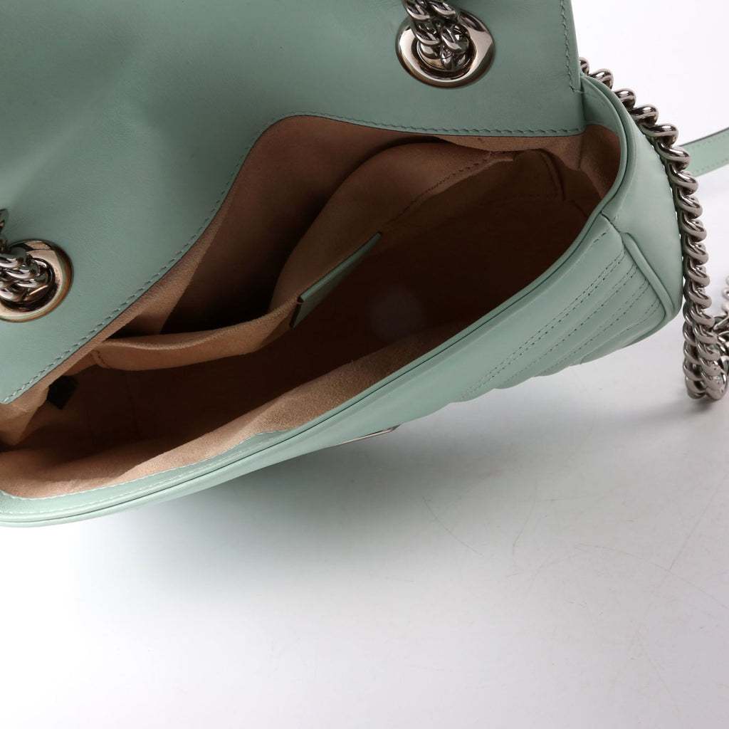 Gucci 446744 Marmont Leather Shoulder Mini Flap Mint