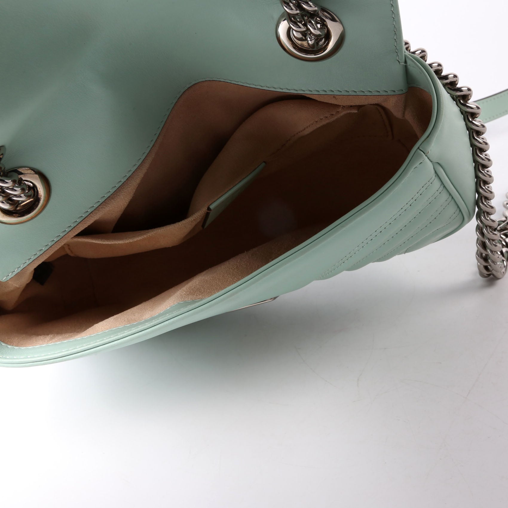 Gucci 446744 Marmont Leather Shoulder Mini Flap Mint