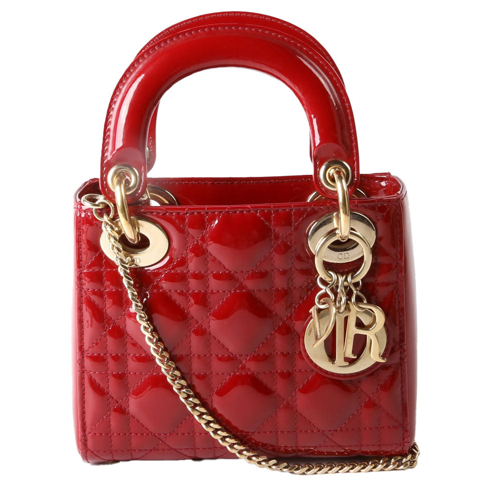 Lady Dior Mini Patent Red